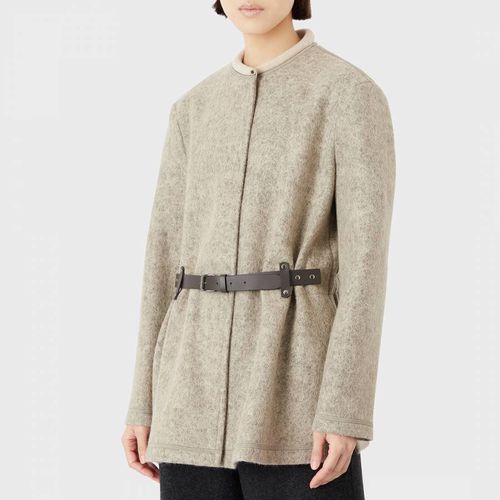 Beige Belted Wool Blend Jacket - Emporio Armani - Modalova