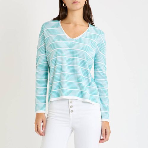 Blue V-Neck Stripe Jumper - Emporio Armani - Modalova