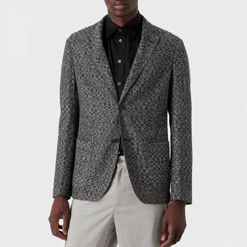 Grey Textured Wool Blend Blazer - Emporio Armani - Modalova