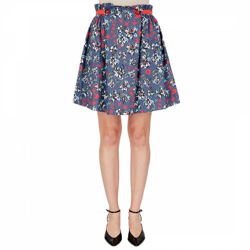 Blue Printed Cotton Mini Skirt - Emporio Armani - Modalova