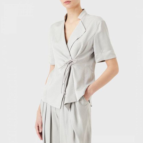 Grey Tie Waist Short Sleeve Blazer - Emporio Armani - Modalova