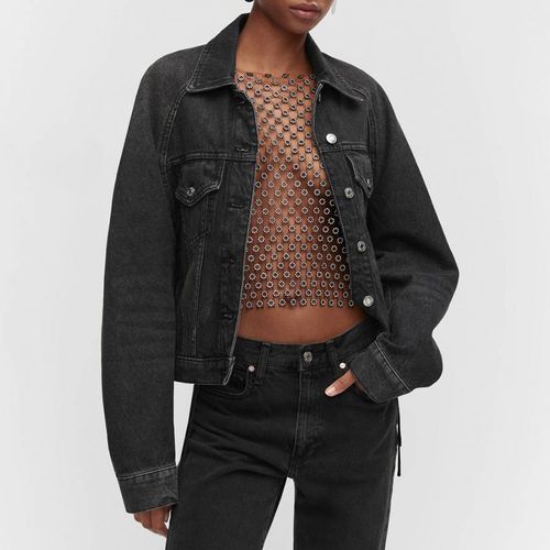 Black Oversized Denim Jacket - Mango - Modalova