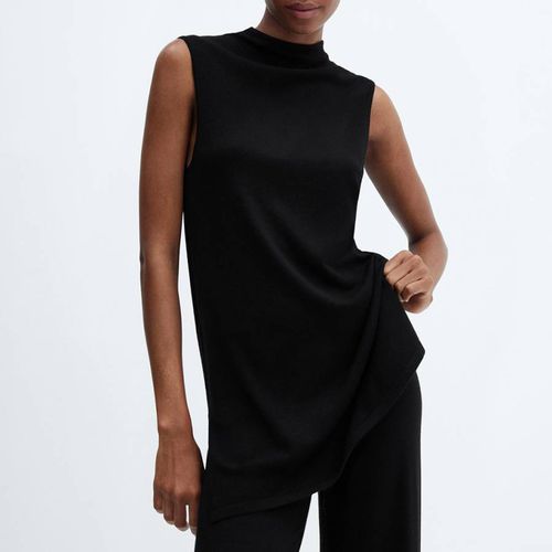 Black Knitted Top With Side Slit - Mango - Modalova