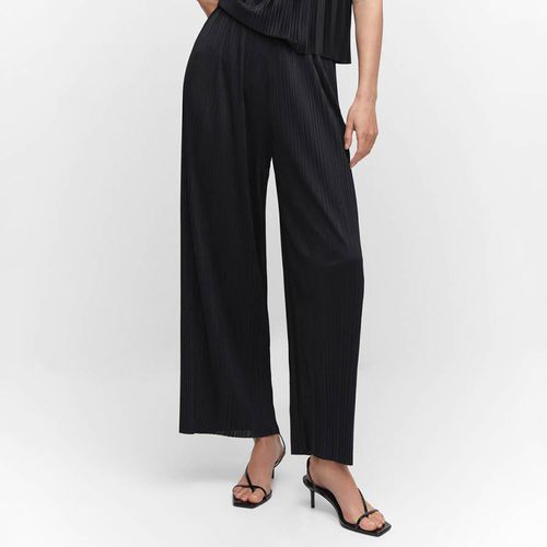 Black Pleated Wide Leg Trousers - Mango - Modalova