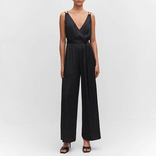 Black Satin Pleated Jumpsuit - Mango - Modalova