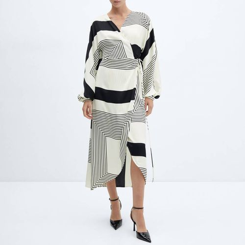 Cream Printed Wrap Dress - Mango - Modalova