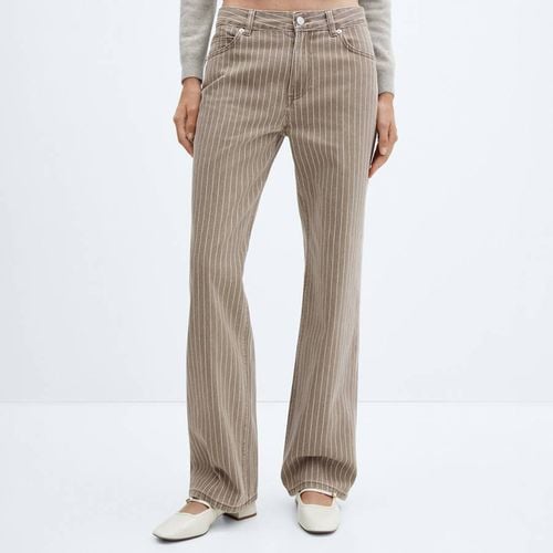 Brown Wideleg Pinstriped Jeans - Mango - Modalova