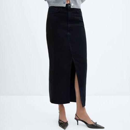 Black Denim Split Denim Skirt - Mango - Modalova