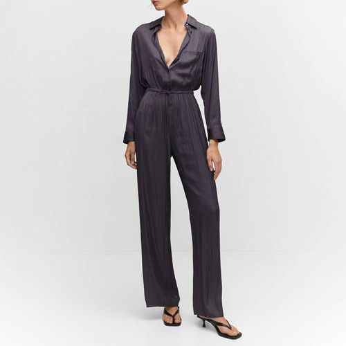 Grey Long Satin Shirt Jumpsuit - Mango - Modalova