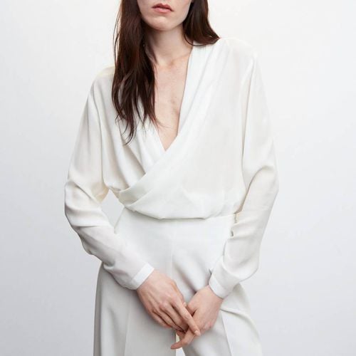 White Draped Blouse - Mango - Modalova