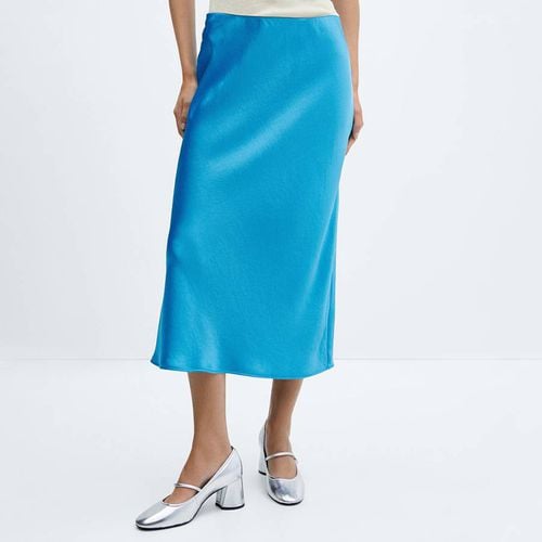 Blue Satin Midi Skirt - Mango - Modalova