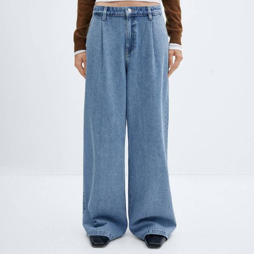 Blue Wide-Leg Pleated Jeans - Mango - Modalova