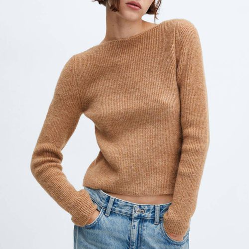 Brown Knitted Jumper - Mango - Modalova