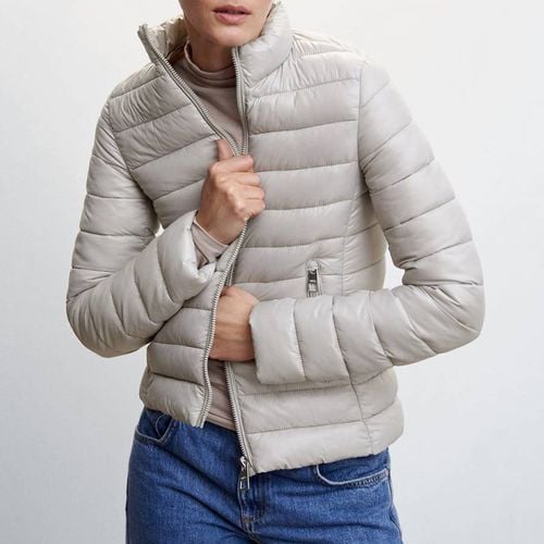 Grey Pocket Quilted Jacket - Mango - Modalova