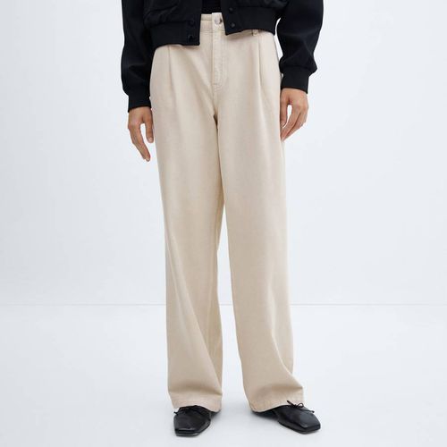 Cream Straight Pleated Jeans - Mango - Modalova