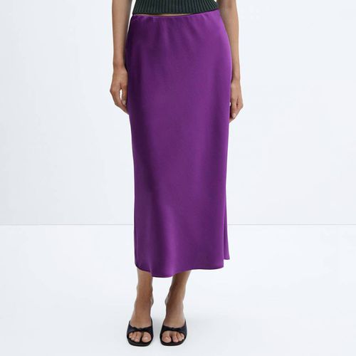 Purple Satin Midi Skirt - Mango - Modalova