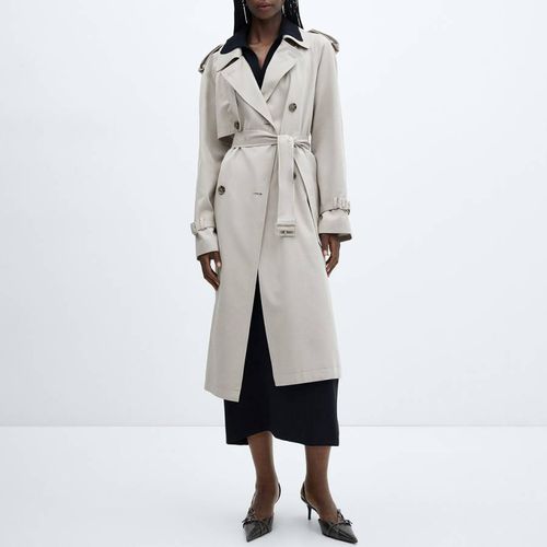 Grey Belt Trench Coat - Mango - Modalova