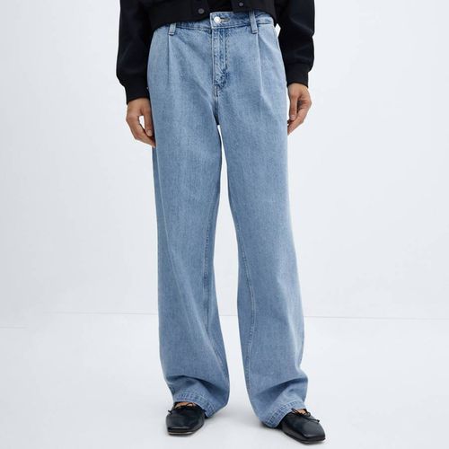 Blue Straight Pleated Jeans - Mango - Modalova