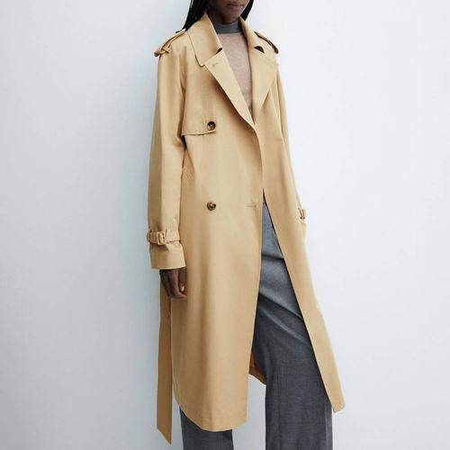 Brown Belt Flowy Trench Coat - Mango - Modalova