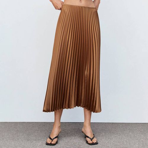 Beige Pleated Midi Skirt - Mango - Modalova