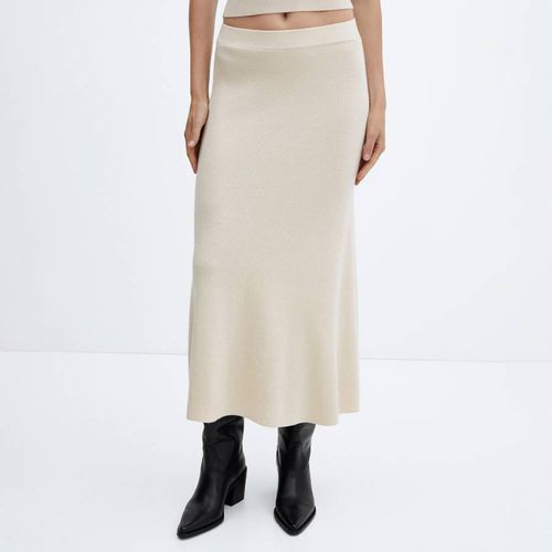 Beige Ribbed Midi Skirt - Mango - Modalova