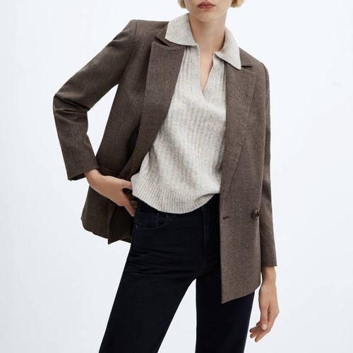 Brown Cross Button Blazer - Mango - Modalova