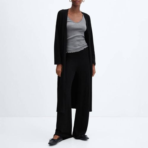 Black Fine Knit Long Cardigan - Mango - Modalova