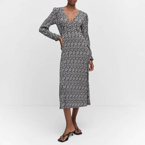 Black Printed Textured Dress - Mango - Modalova