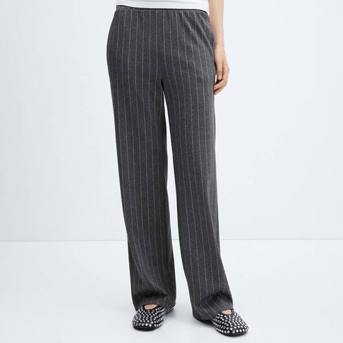 Grey Pinstripe Knitted Trousers - Mango - Modalova