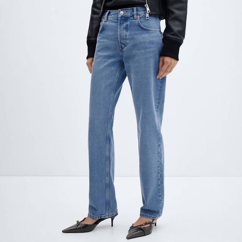 Blue Mid-Rise Straight Jeans - Mango - Modalova