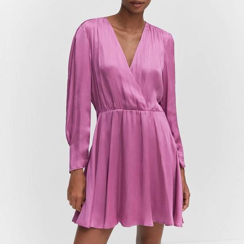 Pink Wrapped Satin Dress - Mango - Modalova