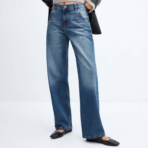 Blue Low Waist Wide Leg Jean - Mango - Modalova