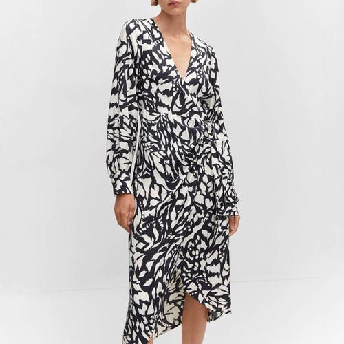 Black Print Wrap Dress - Mango - Modalova