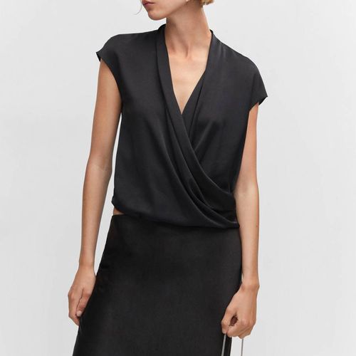 Black Wrap Sleeveless Blouse - Mango - Modalova