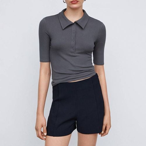 Grey Short-Sleeved Polo Shirt - Mango - Modalova