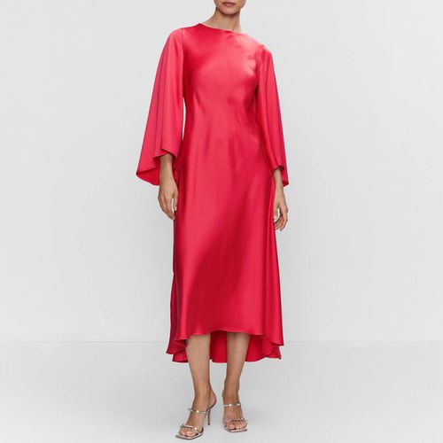 Fuschia Fluted Sleeve Satin Dress - Mango - Modalova