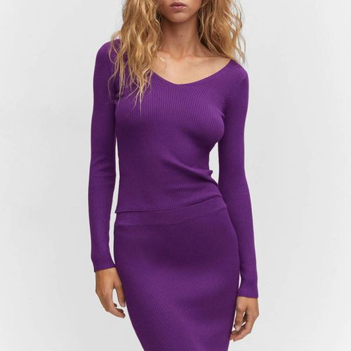 Purple Ribbed Jumper - Mango - Modalova