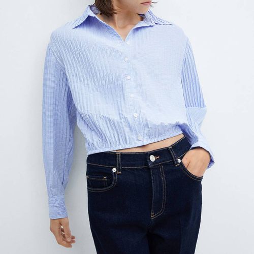 Blue Striped Textured Shirt - Mango - Modalova