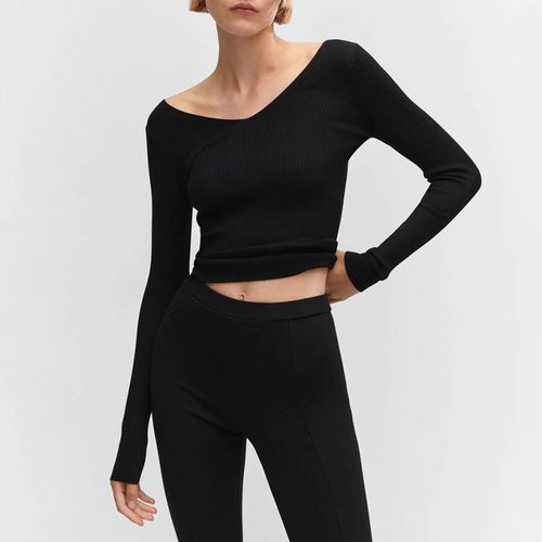 Black Ribbed Jumper - Mango - Modalova