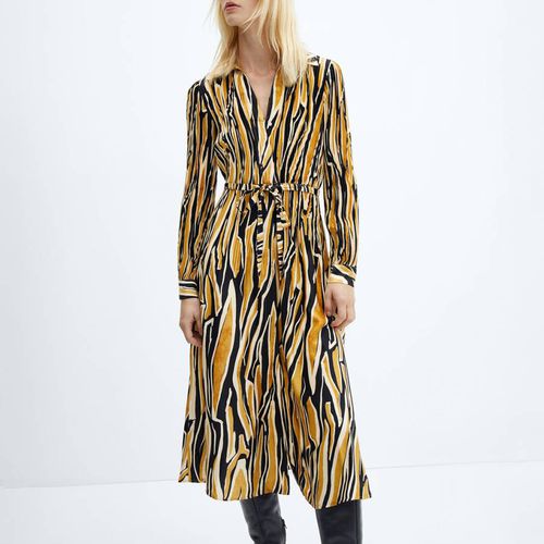 Brown Printed Shirt Dress - Mango - Modalova