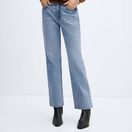 Blue Mid-Rise Straight Jeans - Mango - Modalova