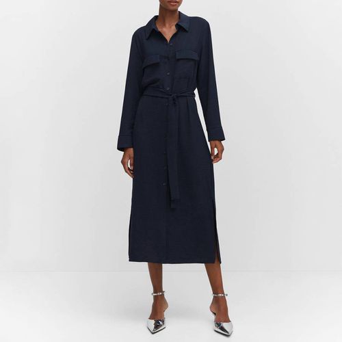 Navy Bow Shirt Dress - Mango - Modalova