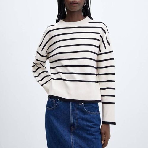 White/Navy Oversized Striped Jumper - Mango - Modalova