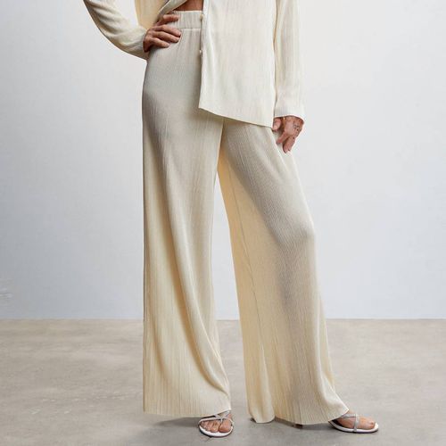 Cream Pleated Palazzo Trousers - Mango - Modalova