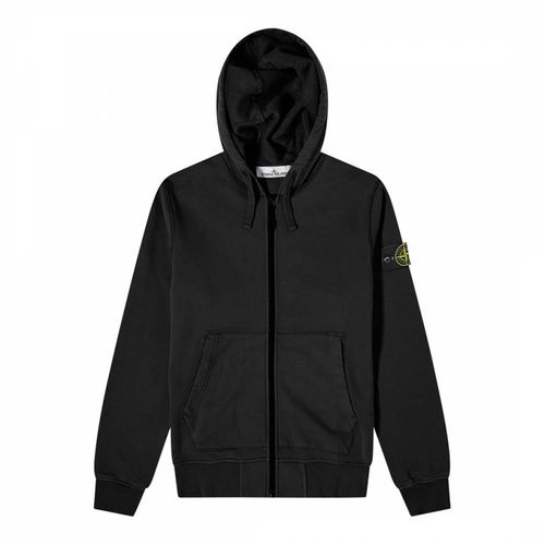 Black Zip Fleece Cotton Hoodie - Stone Island - Modalova