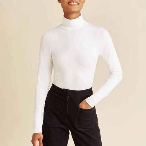 White Jersey High Neck Top - Albaray - Modalova