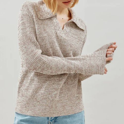 Beige Cotton Knitted Tweed Jumper - Albaray - Modalova