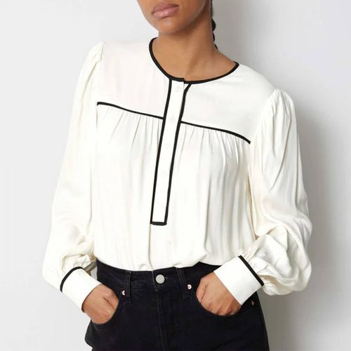 White Contrast Trim Blouse - Albaray - Modalova