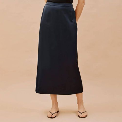 Navy Satin Skirt - Albaray - Modalova