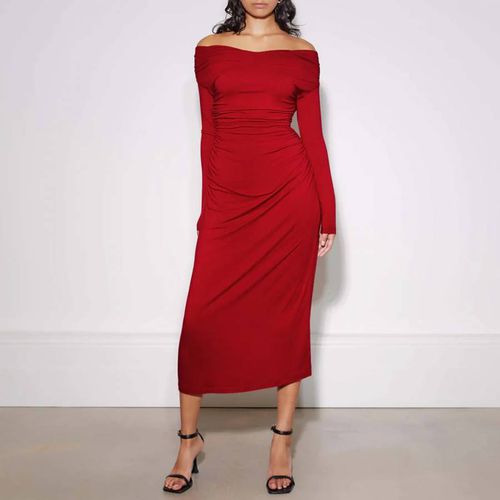 Red Ruched Midi Dress - Albaray - Modalova